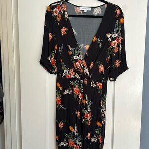 Amour Vert black floral wrap dress